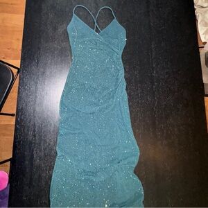 Glitter maxi dress with slit